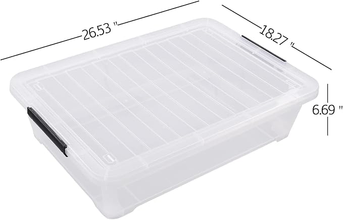 40 Quart Clear Plastic Underbed Storage Container, Wheeled Latching Storage Box - Image 2