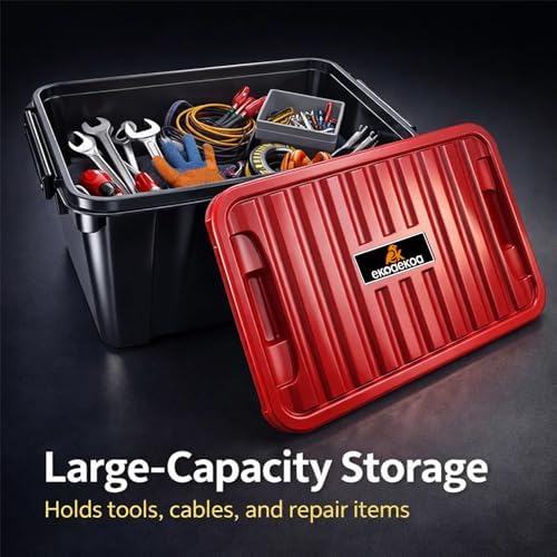 2 Pack Heavy Duty Storage Box with Lid, Stackable Plastic Storage Bins (21 QT...