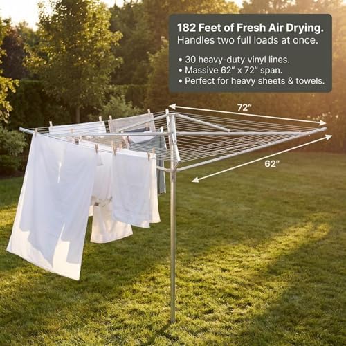 Household Essentials 17140-1 Rotary Outdoor Umbrella Drying Rack | Steel | 30...