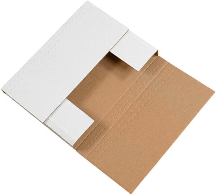 BOX USA White Easy-Fold Mailing Boxes, 12 1/8" x 9 1/8" x 2", Pack of 50, Crush-Proof, For Shipping, Mailing and Storing