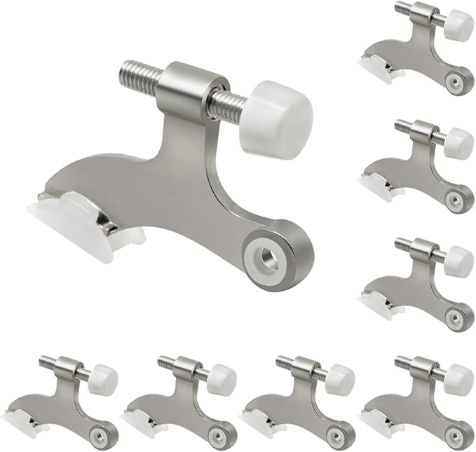 8 Pack Hinge Pin Brushed Nickel Door Stopper, Adjustable Heavy Duty Hinge Pin by SUNTAI