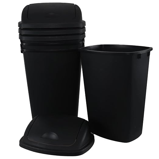 13 Gallon Swing Top Lid Garbage Cans, Large Plastic Kitchen Trash Can Set of 4 - Image 2