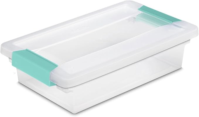 Sterilite 12-Pack Clip Box, Stackable Clear Plastic Bins by Sterilite