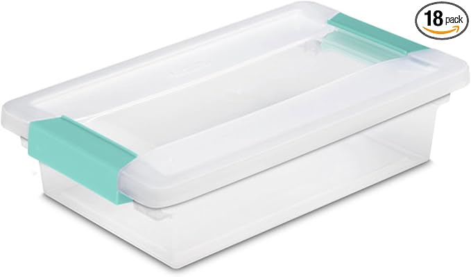 Sterilite 18-Pack Clip Box, Stackable Clear Plastic Bins by Sterilite