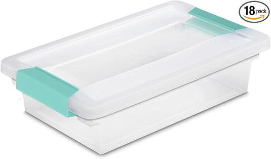 Sterilite 18-Pack Clip Box, Stackable Clear Plastic Bins by Sterilite