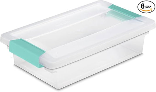 Sterilite 6-Pack Clip Box, Stackable Clear Plastic Bins by Sterilite