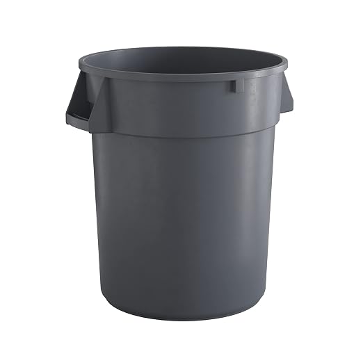 32 Gallon Gray Round Commercial Trash Can by Krollen+Industrial