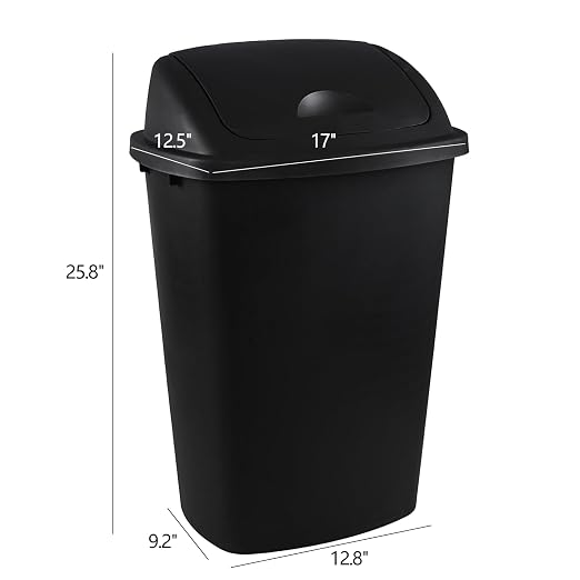 13 Gallon Swing Top Lid Garbage Cans, Large Plastic Kitchen Trash Can Set of 4 - Image 4