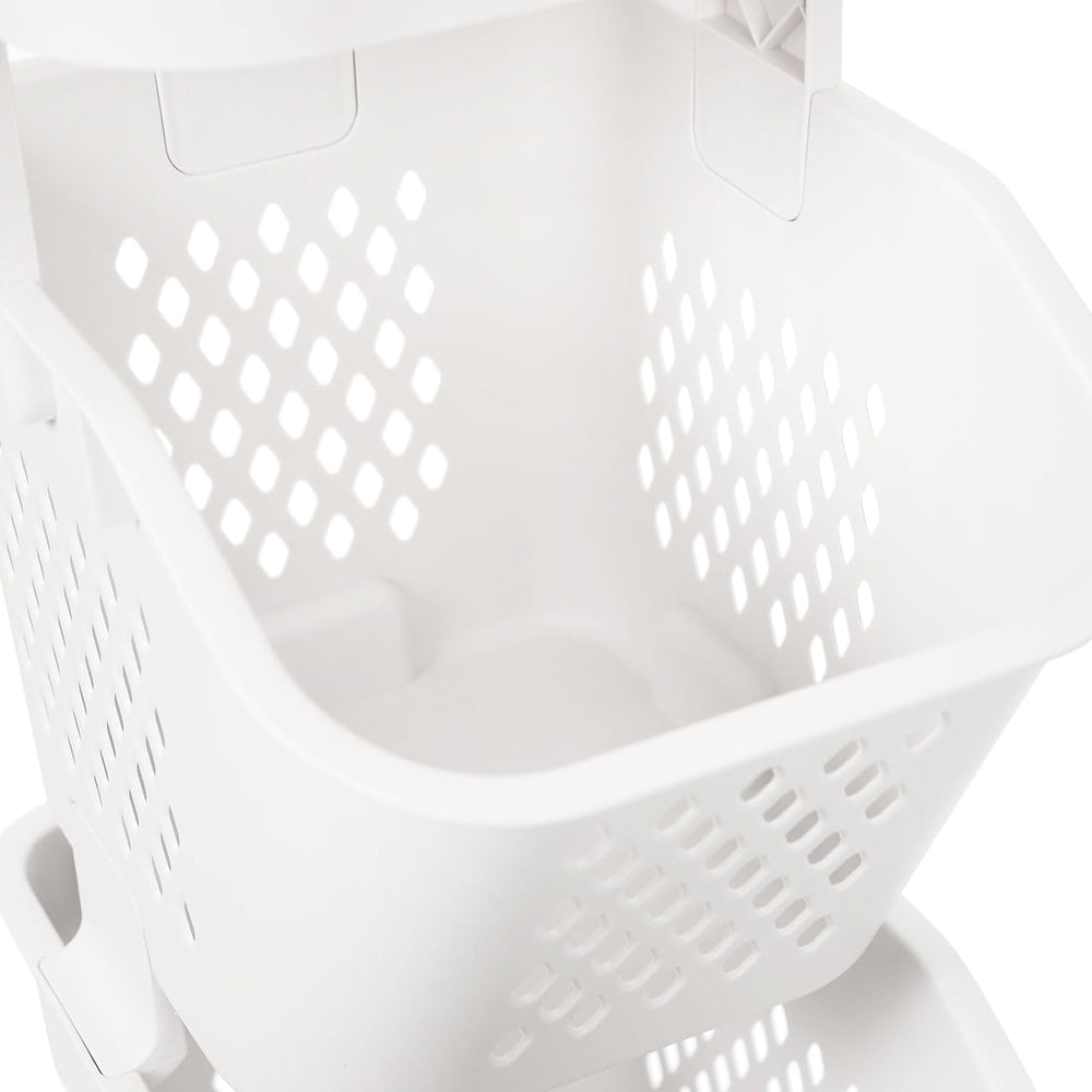 4-Tier Rolling Laundry Hamper, Plastic Laundry Cart Organizer with Wheels, Co...