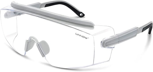 UKNOW Safety Goggles Over Glasses, Safety Glasses Anti Fog Wraparound Eye by UKNOW