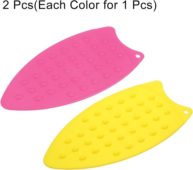 HARFINGTON 2pcs Silicone Iron Rest Pad, Fuchsia/Yellow - Image 3