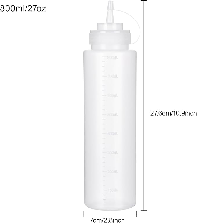 Squeeze Bottles for Sauces 2 Pack, 27 Ounce 800ml Plastic Dressing Squirt - Image 2