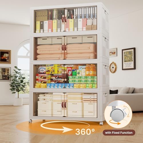 1288QT Extra Large Stackable Storage Bins with Lids & Wheels