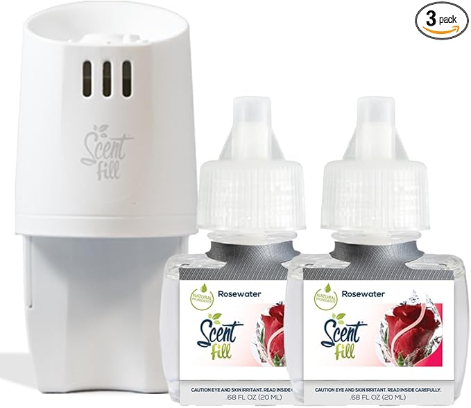 Scent Fill Rosewater Plug in Air Freshener, Scented Oil Refills, 2 Plug in by ScentFill