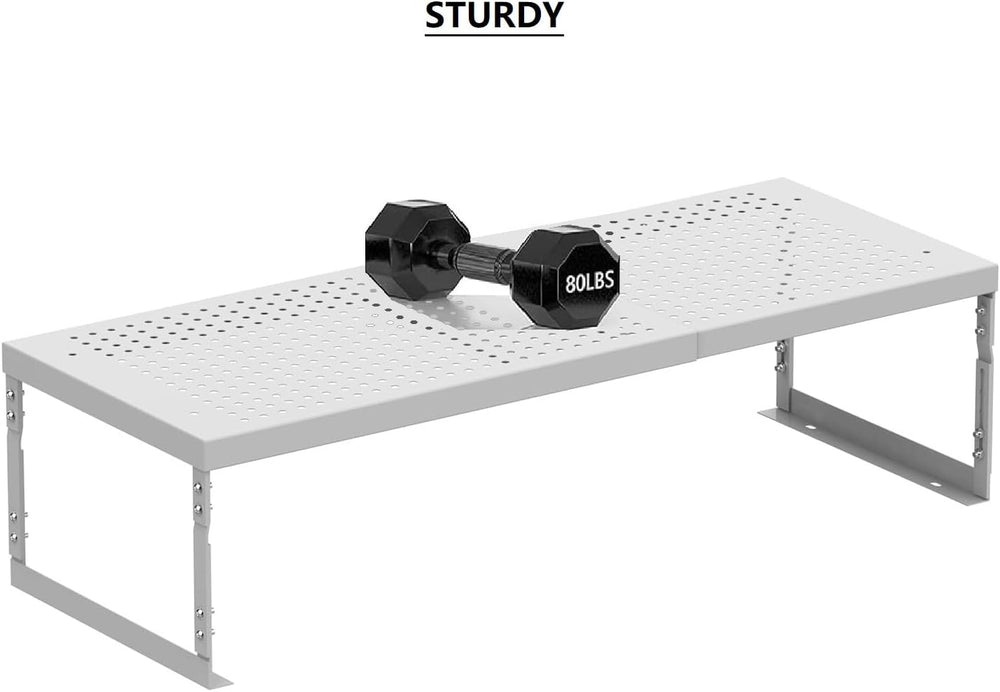 Stackable Expandable Metal Shelf Organizer - Adjustable Wire Storage Rack wit...