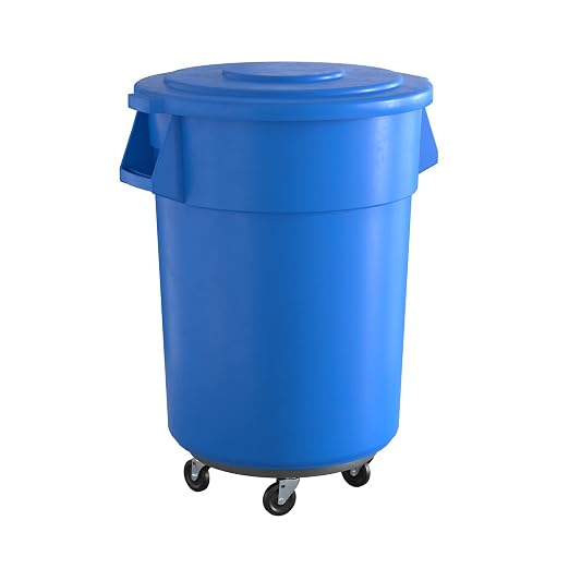 55 Gallon Blue Round Commercial Trash Can by Krollen+Industrial