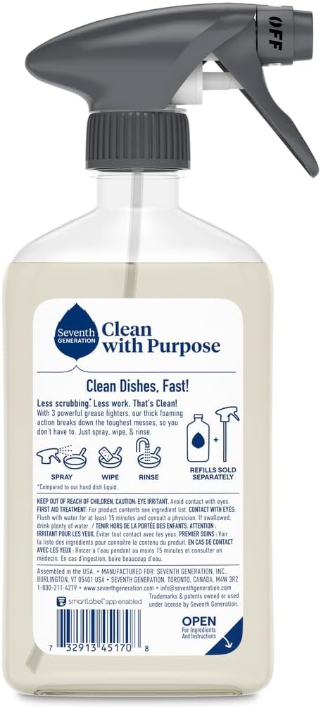 Seventh Generation Foaming Dish Spray, 3X Grease Fighters, Free & Clear - Image 2