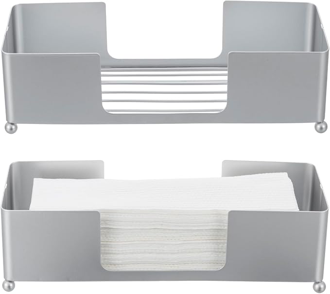 MyGift Metal Tabletop Folded Hand Towel Holder, Modern Silver Tone Commercial - Image 7