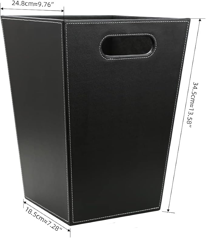 KINGFOM Classic Pu Leather Trash Can Wastebasket, Garbage Container Bin - Image 5