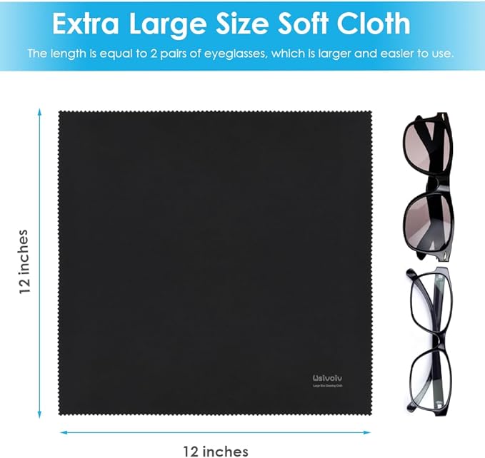 6PCS Large Eyeglass Cleaning Cloths, 12 x12 inches Glasses Cleaner, - Image 2