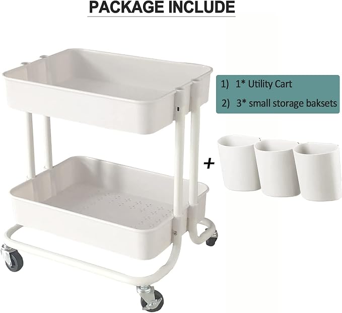 2-Tier Utility Rolling Cart Storage Sofa Side Table - Image 7