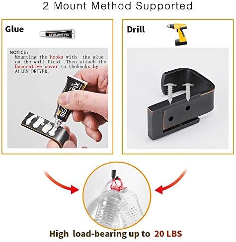 BESy Adhesive Brass Clothes Hook Single Towel Hook for Bathroom Kitchen Garag...