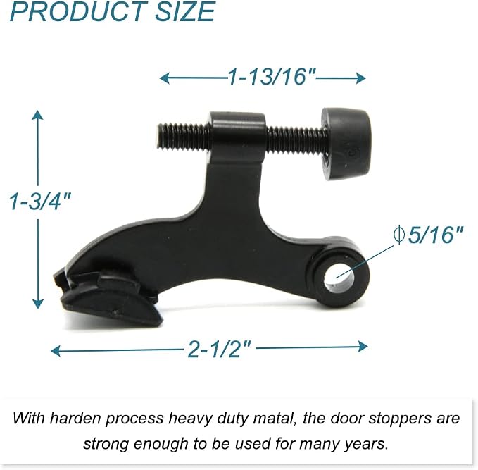 24 Pack Hinge Pin Black Door Stopper, Adjustable Heavy Duty Hinge Pin Door Stop - Image 5