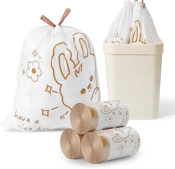4 Gallon Trash Bags with Cute Rabbit Printed & Drawstring, Tear-Resistant Small by Unknown