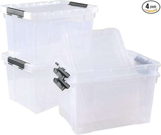 4 Pack 22 L Clear Plastic Storage Box by Drephia