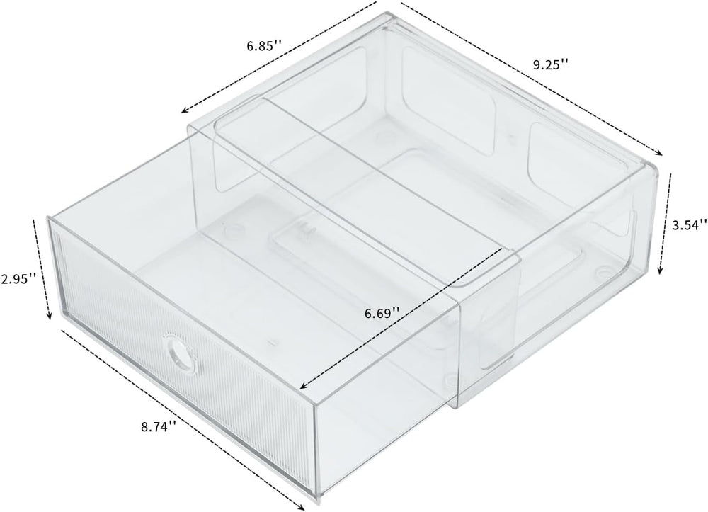 Clear Desk Drawer Organizers, 4 Drawers, Plastic