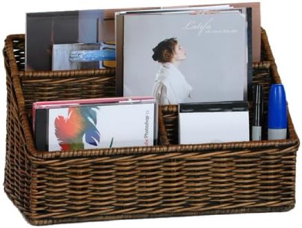 The Basket Lady 4-Section Wicker Organizer Basket Walnut Brown