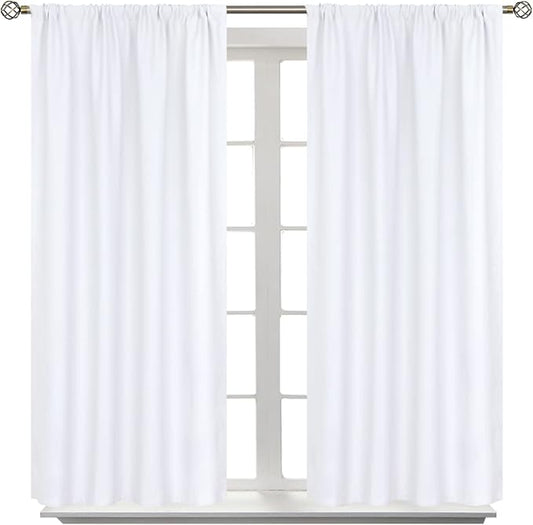 BGment Rod Pocket White Curtains 40 Inches Length by BGment