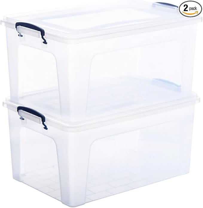 Superio Storage Bins with Lids, Stackable Totes, BPA Free, Odor Free, Organizer by Superio