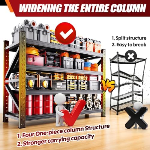 69" W Storage Shelves, 4T Adjustable Garage Shelving Unit, Rust Proof La...