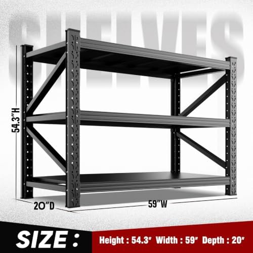5000LBS Heavy Duty Storage Shelves, 59"W Adjustable Garage Shelving Unit...