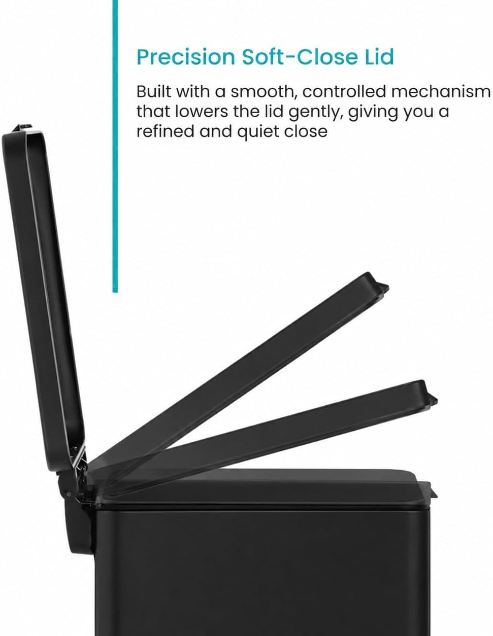 Home Zone Living 4 Gallon Slim Kitchen Trash Can with Soft Close Lid and Step Pedal, Matte Black Stainless Steel Wastebasket with Removable Bucket