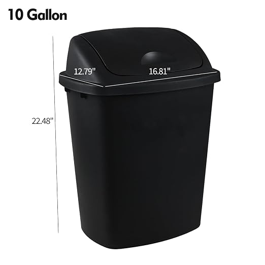 10 Gallon Plastic Swing Top Trash Cans - Image 2