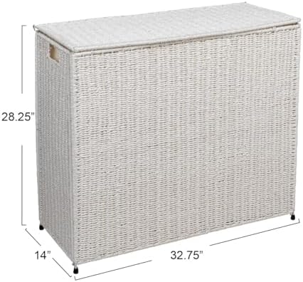 Household Essentials 3 Compartment Laundry Sorter, Wicker Laundry Sorter