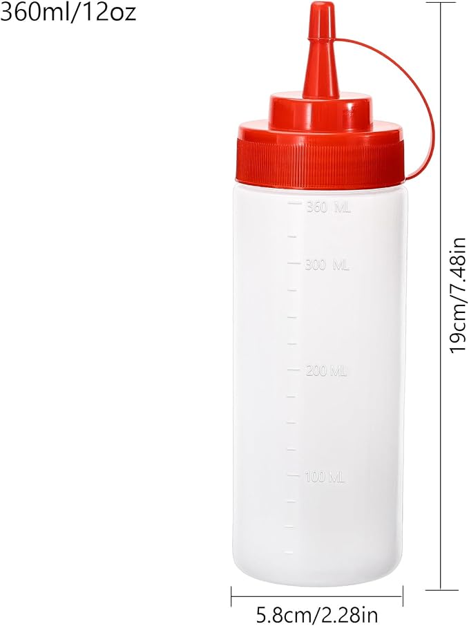 Squirt Bottles for Sauces Ketchup Bottles Squeeze, 2 Pack 12oz Condiment - Image 2