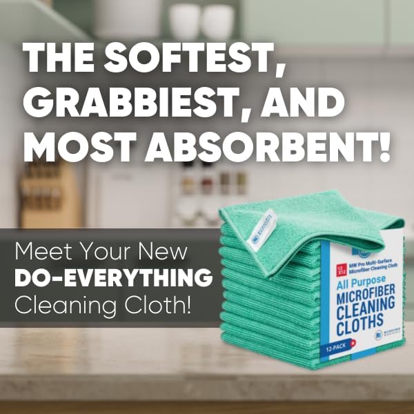 12" x 12" MW Pro Multi-Surface Microfiber Cleaning Cloths | Green - Image 2