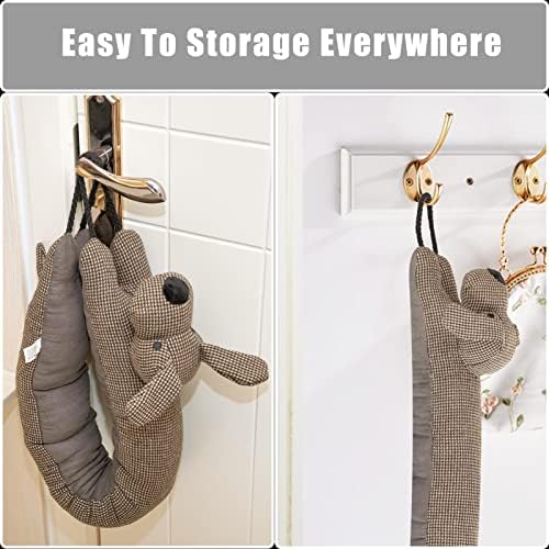 Under Door Draft Stopper Decorative Wind Stopper 36 inch for Door & Window, Weighted Animal Air Draft Stopper for Bottom of Door with Hanging Loops - Brown Dog