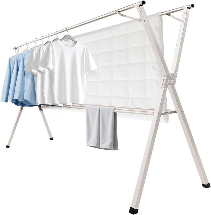 79 inches Foldable Clothes Drying Rack, Stainless Steel Indoor Outdoor Use