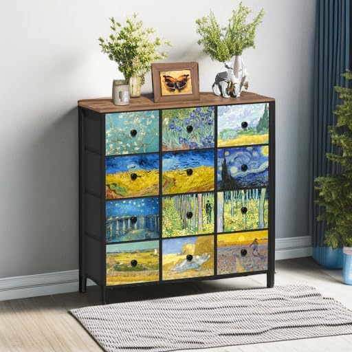 EXOTICA Dresser for Bedroom with 12 Drawers Tall Dresser & Chest of Drawe...
