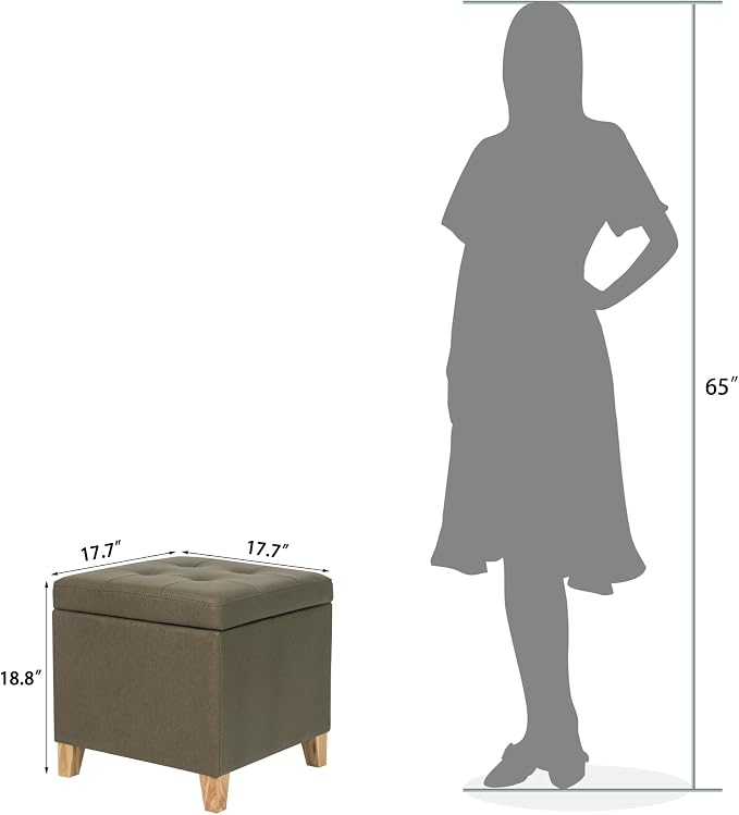 Adeco Fabric Storage Ottoman Bench - Image 2