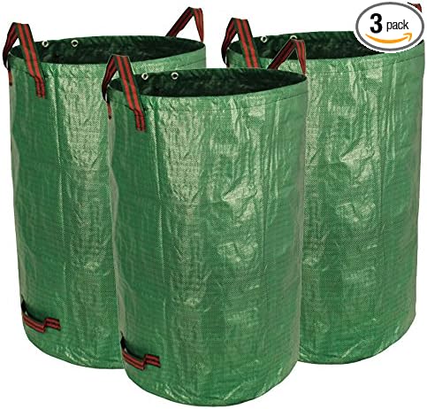 Gardzen 3-Pack 32 Gallon Yard Waste Bags, Reusable Heavy Duty Collapsible by Gardzen