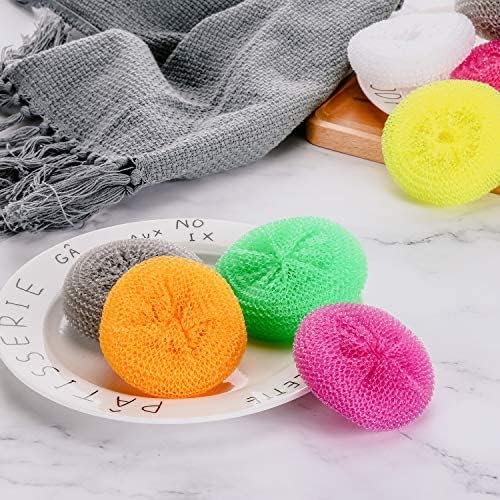 Blulu Plastic Dish Scrubbers for Dishes Pot Round Nylon Pad, Mesh Scouring Non - Image 4