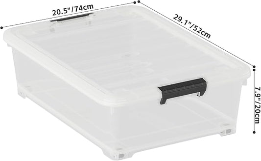 52 Quart Large Plastic Underbed Latching Storage Box, 3 Packs - Image 2