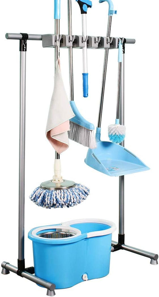 Broom Mop Holder Floor-Mounted mop Rack Cleaning Tool storage by QTJH