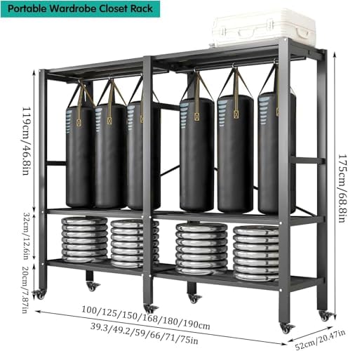 Heavy Duty Portable Closet with Cover Foldable Covered Clothes Rack for Hangi...
