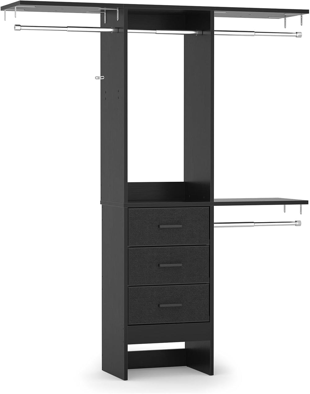 4FT Small Closet System with 3 Fabric Drawers, Flexible Built-In Clothes